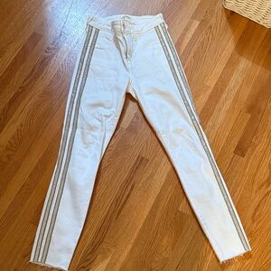 L'AGENCE Margot Skinny High Rise Jeans enhanced with silver and clear crystals.